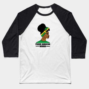 Proud Afro Jamaican Woman, Jamaica Flag Baseball T-Shirt